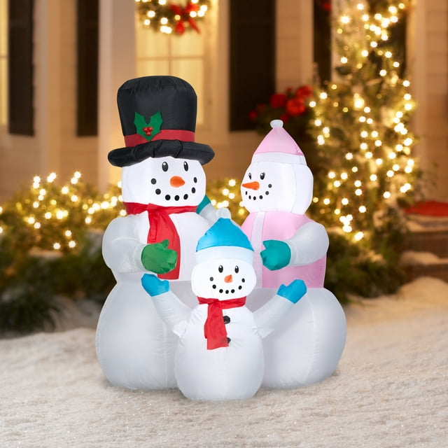 Holiday Time Snowman Family Scene Inflatable Decoration, (119388)