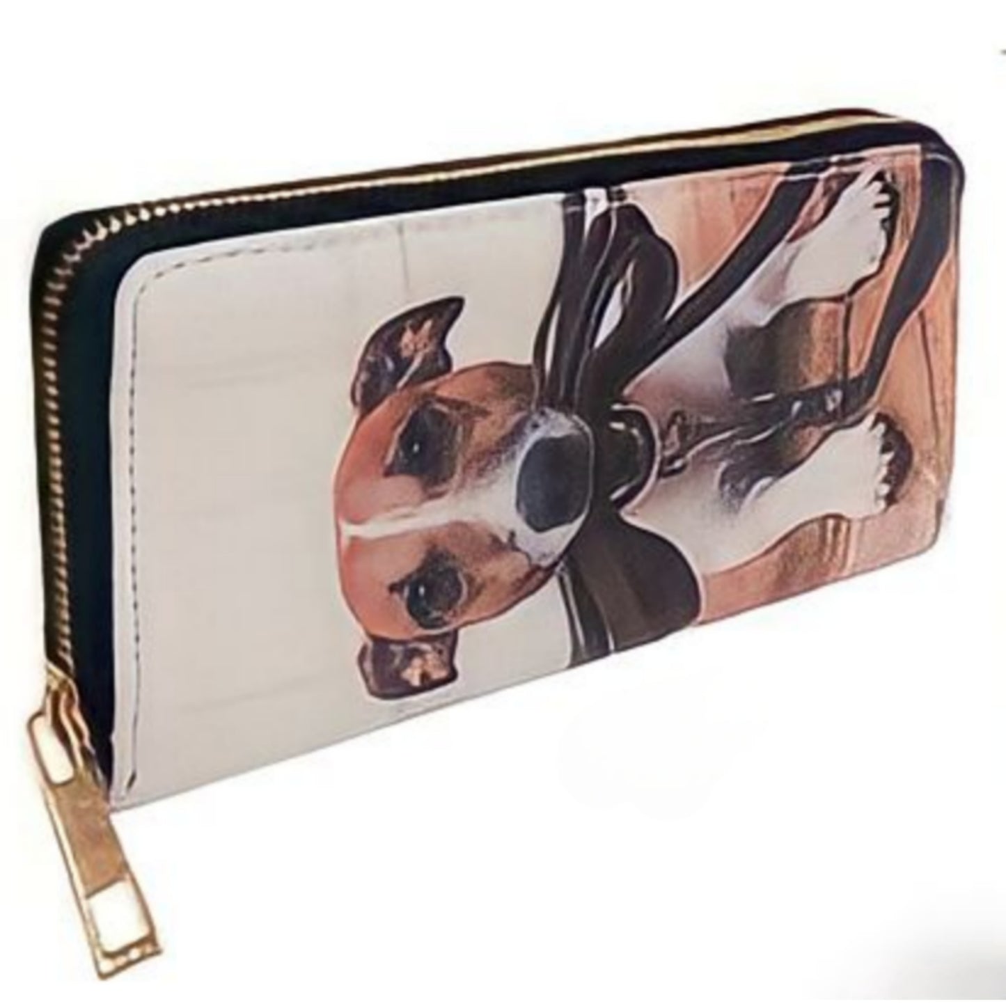 DOGS DIGITAL PRINTED SINGLE METAL ZIPPER WALLET