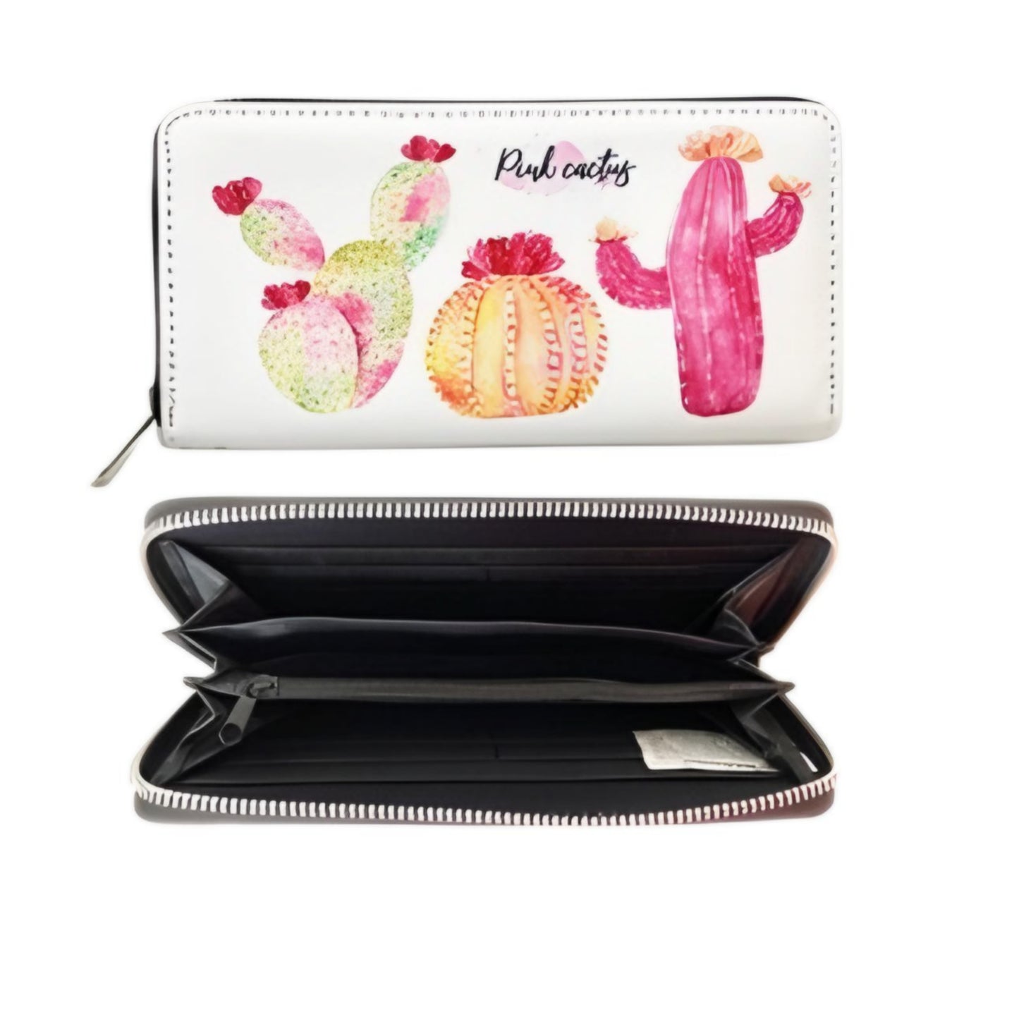 CACTUS PRINTED SINGLE ZIPPER WALLET