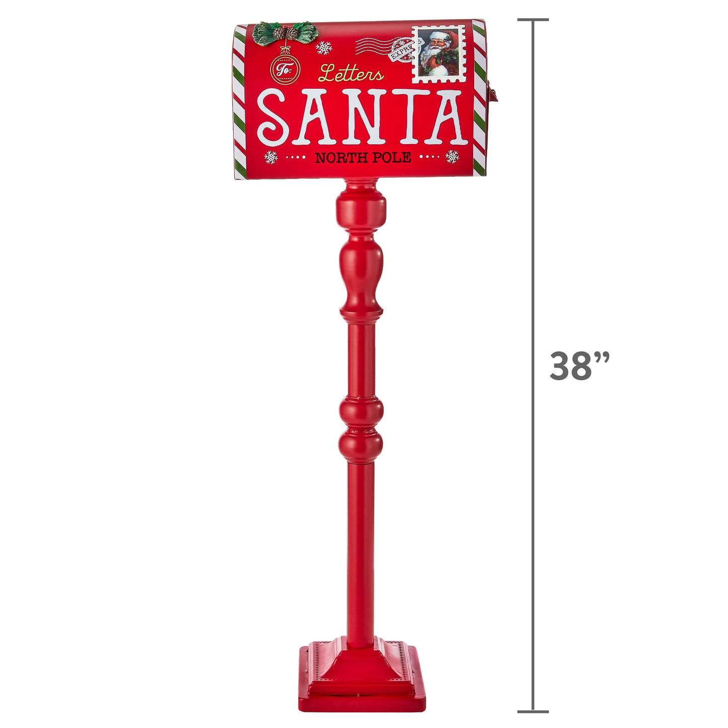 Celebrations Santa Mail Box Christmas Decor Metal 38inch charismas Outdoor Decorations - Pack of 1 - Holiday Decoration
