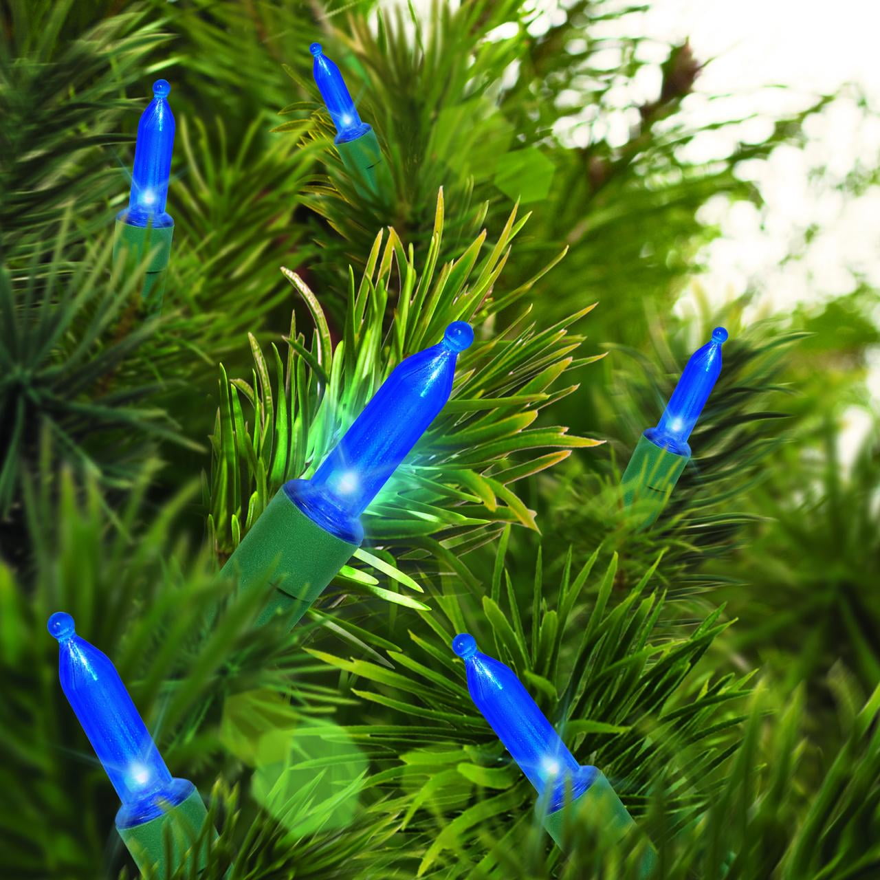 Holiday Time 50 Count Blue Mini LED Lights on Green Wire