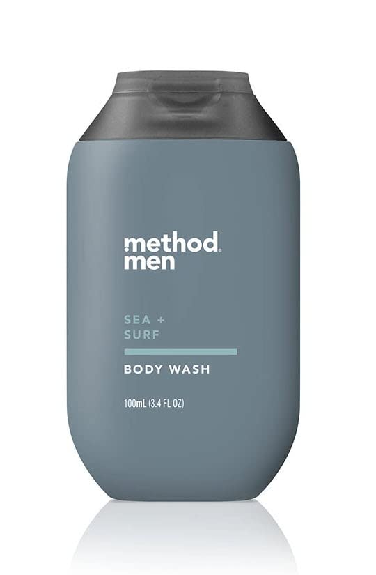2-in-1 Shampoo and Conditioner Bundle - Sea + Surf 14 FL Oz and Trial Size 3.4 FL Oz Bottles with Two Black Cotton Washcloths
