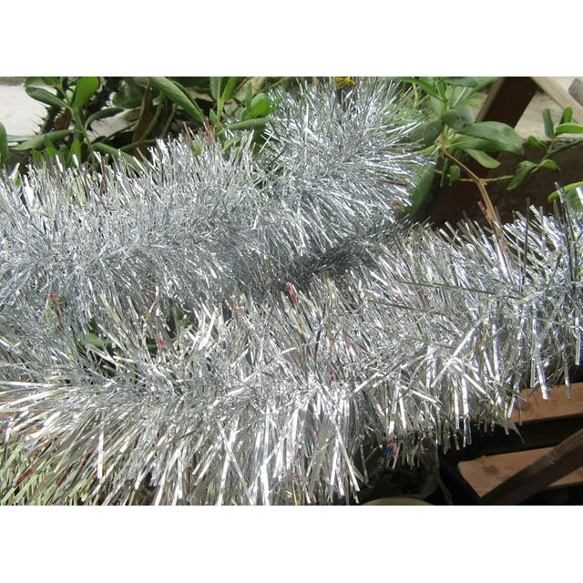 Holiday Times Thick Tinsel Christmas Garland 15' (Silver)