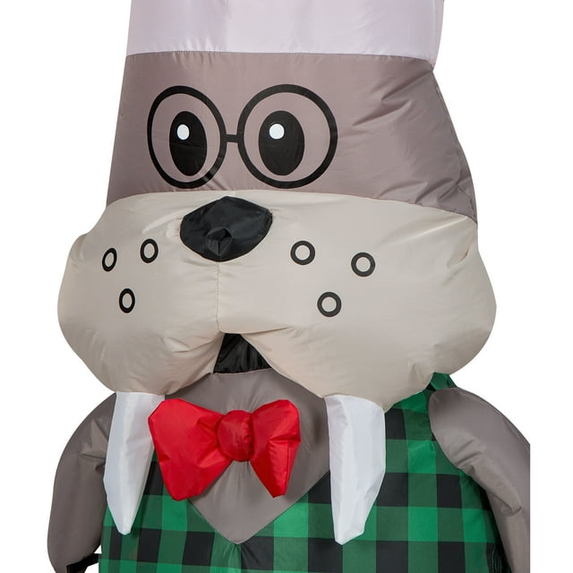 Wally Walrus with Santa Hat and Bowtie Christmas Inflatable by Gemmy