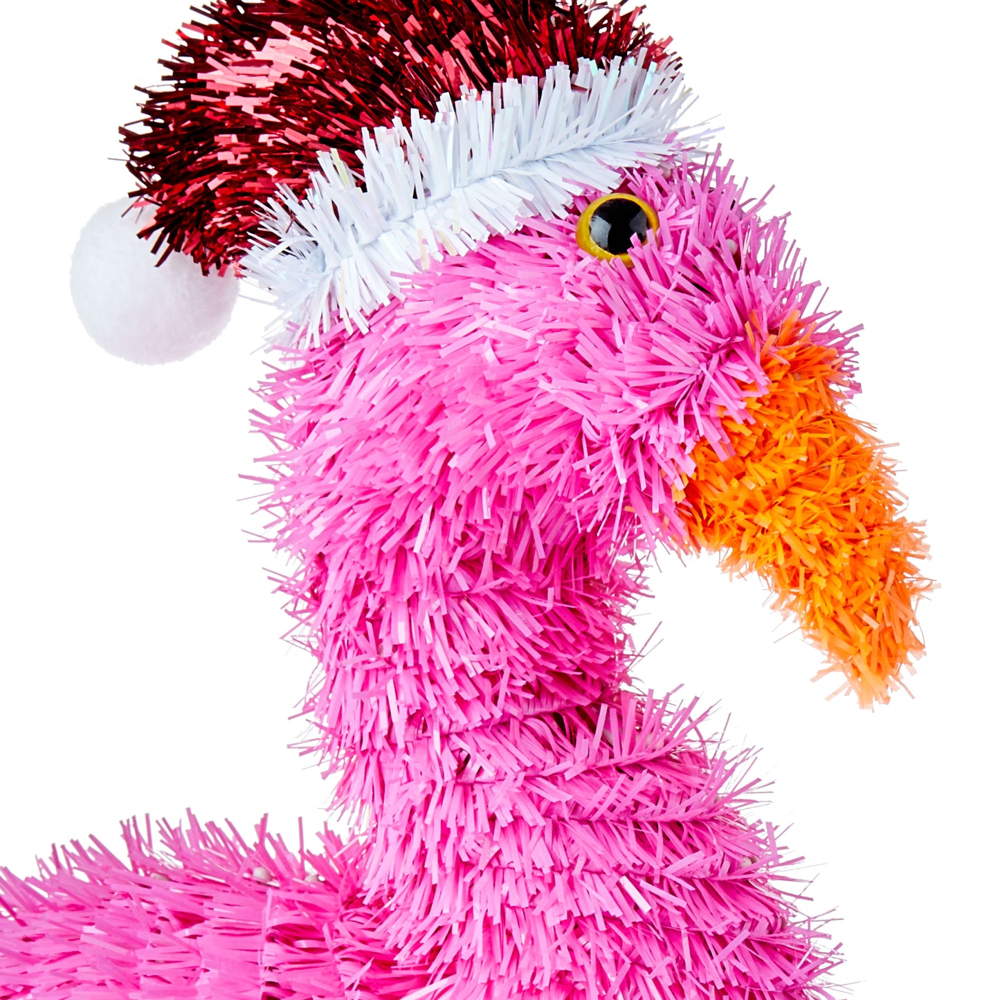 Holiday Time Tinsel Flamingo with Santa Hat – Perfect for Indoor Christmas Decoration, Pink Flamingo Yard Décor, Perfect Gift for Flamingo Enthusiasts - Holiday Decor