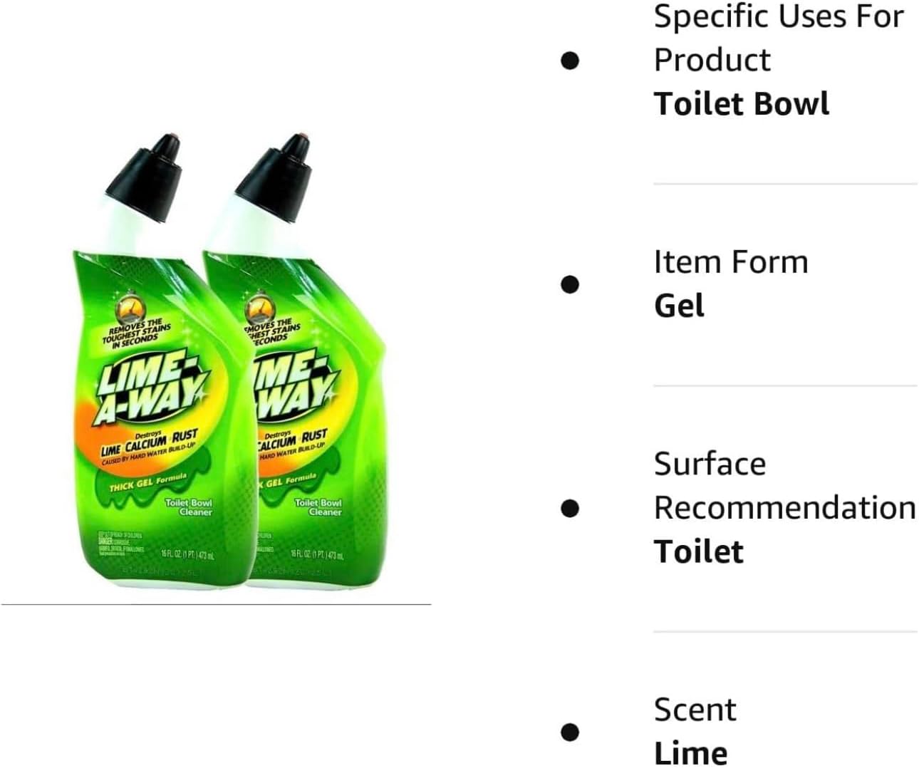 Lime-A-Way Toilet Bowl Cleaner, Liquid 16 oz (Pack of 2)