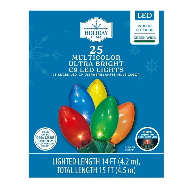 Holiday Time 25 Ultra Bright LED Ceramic Multi C9 Lights