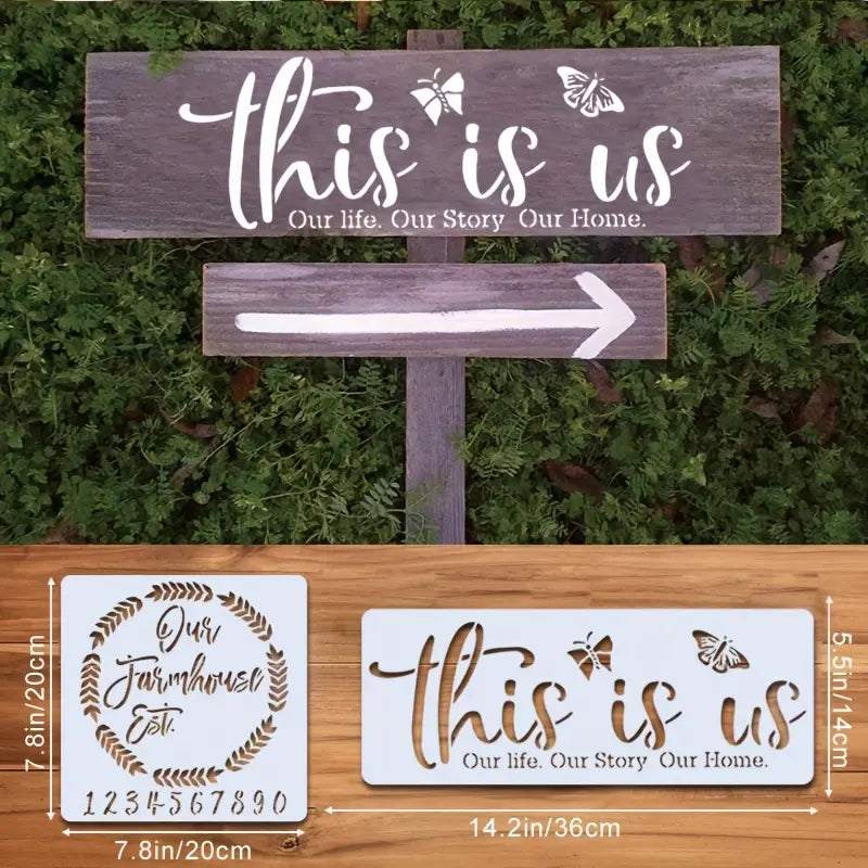 8pcs Farmhouse Theme Graffiti Spray Templates - Create Hand-Painted Canvases for a Happy Farm Home!