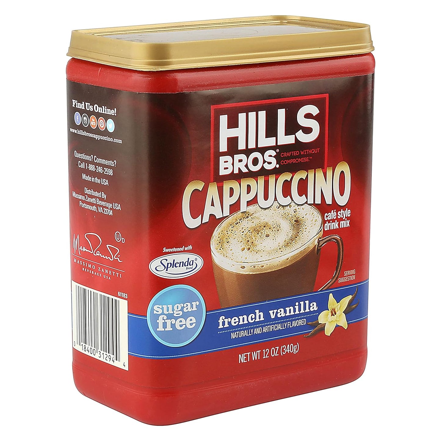 Sugar-Free French Vanilla Cappuccino Mix Instant Coffee Bundle to Enjoy Coffeehouse Flavor from Home, 12 Oz (Pack of 6)