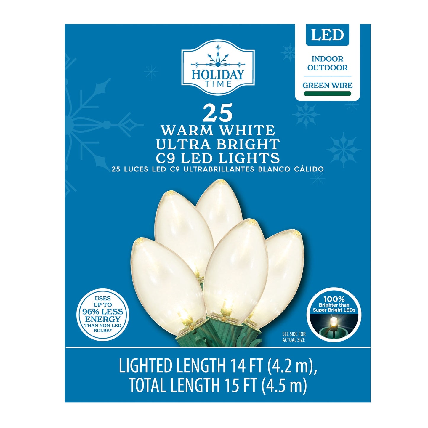 Holiday Time 25 Ultra Bright LED Warm White C9 Lights (1)