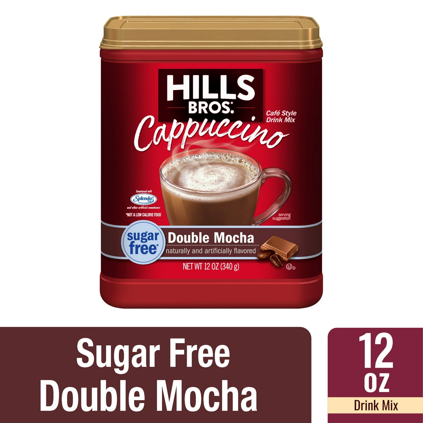 Sugar-Free Double Mocha Cappuccino Mix Instant Coffee Bundle - Easy to Make - Enjoy Coffeehouse Flavor from the Comfort of Your Home, 12 Oz (Pack of 6)