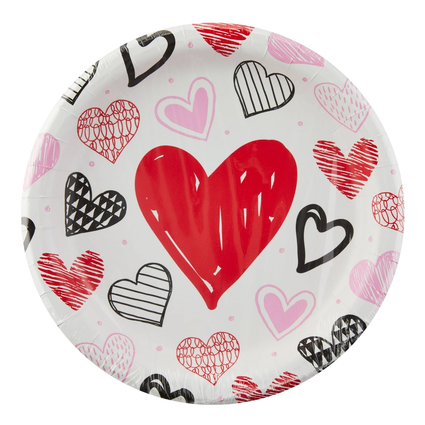 GCOMM Valentine's Day Party Essentials Bundle: 20-count 9-inch Paper Plates and 24-count Heart Lunch Napkins (6.5x6.5 inches) - Perfect for Serving a Party of 20