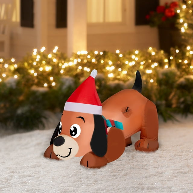 GCOMM Christmas Dog and Cat Inflatables Bundle 3.5 Foot Lighted Christmas Playful Puppy and Christmas Kitten Inflatable, Yard, Lawn, and Living Room Indoor and Outdoor Decoration - Holiday Decor