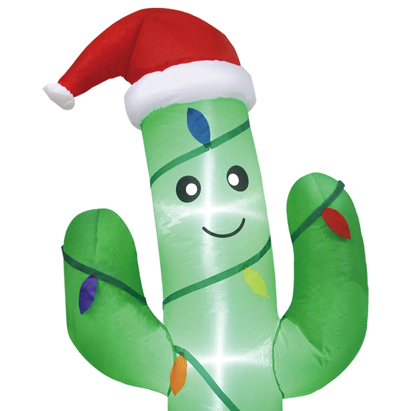 GCOMM Inflatables 4 Foot Lighted Christmas Green Cactus Inflatable with Fabric C9 Bulbs, Yard, Lawn, and Living Room Decoration - Holiday Western Decor