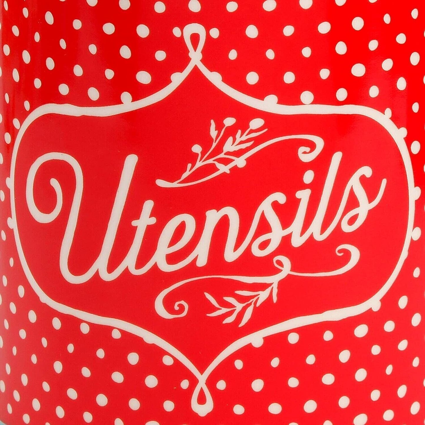 Pioneer Woman 6 1/2 x 7 Polka Dot Stoneware Utensil Canister