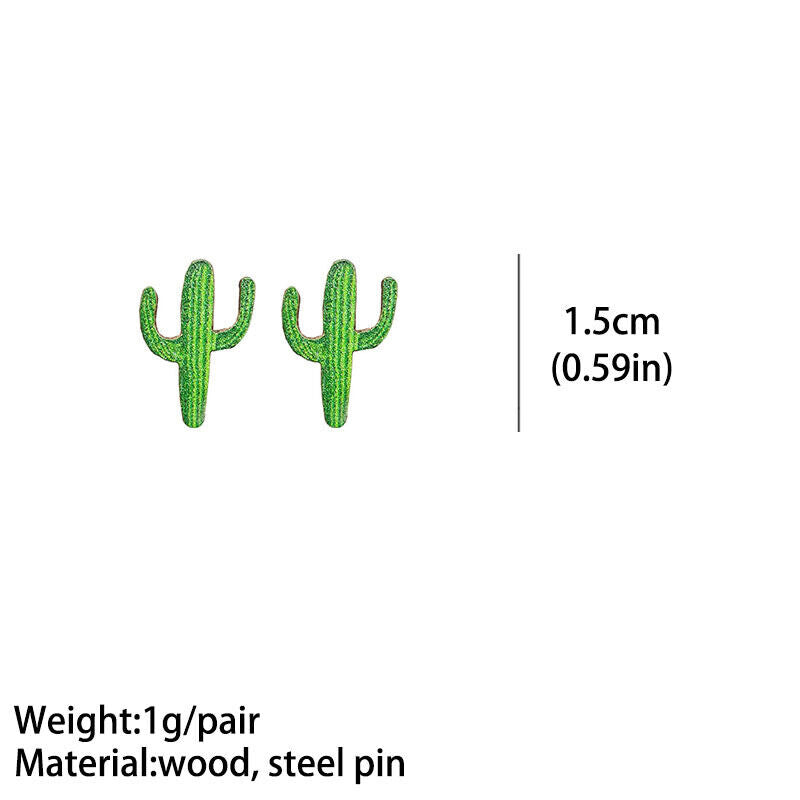 Western Cowboy Wooden Cactus Earrings for Women Jewelry