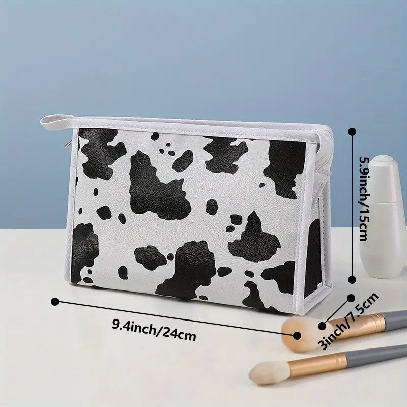 Transparent hook bag, Cow Print Portable Cosmetic Bag, Zipper Travel Waterproof Makeups Storage Bag, Durable Stylish Toiletry Bag, Travel Accessories