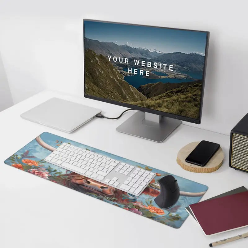 Highland Cattle Extended Mouse Pad Large Gaming Mouse Pad Computer Keyboard Mouse Mat Non-Slip Mousepad Rubber Base And Stitched Edges For Game Players, Office, Study