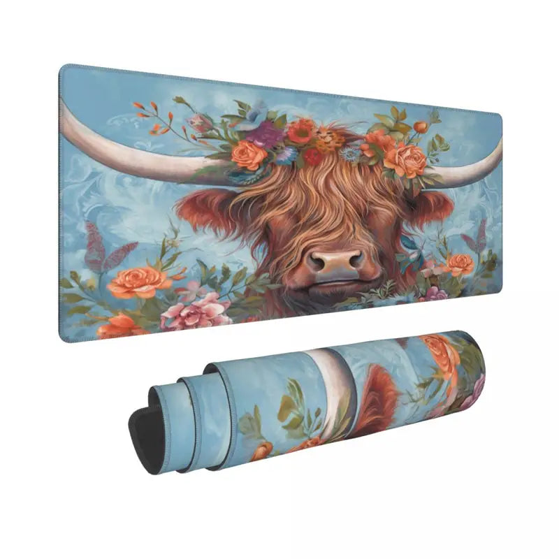 Highland Cattle Extended Mouse Pad Large Gaming Mouse Pad Computer Keyboard Mouse Mat Non-Slip Mousepad Rubber Base And Stitched Edges For Game Players, Office, Study
