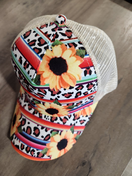 Leopard & Floral Print Baseball Cap