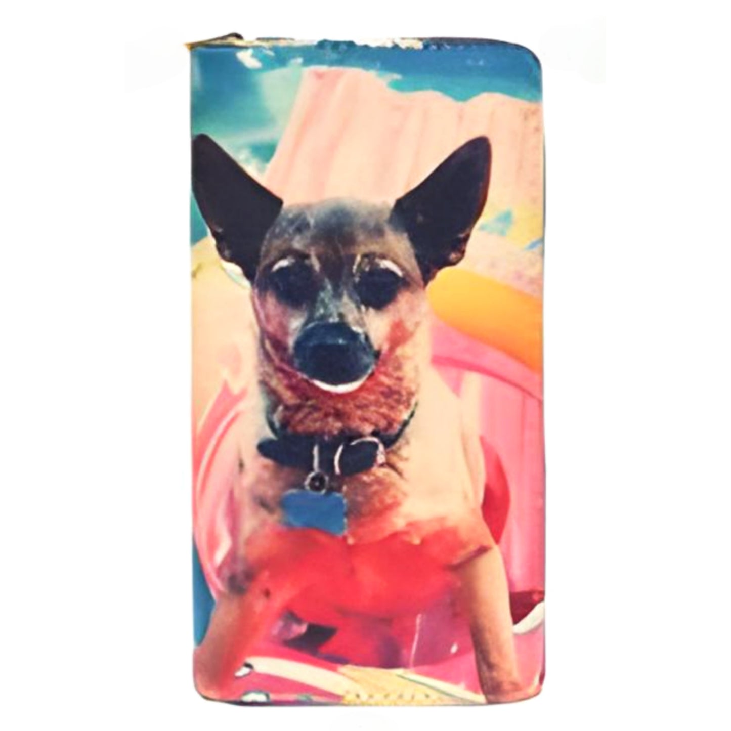 DOGS DIGITAL PRINT SINGLE METAL ZIPPER WALLET