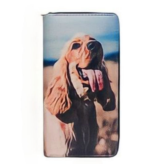 DOGS DIGITAL PRINTED SINGLE METAL ZIPPER WALLET