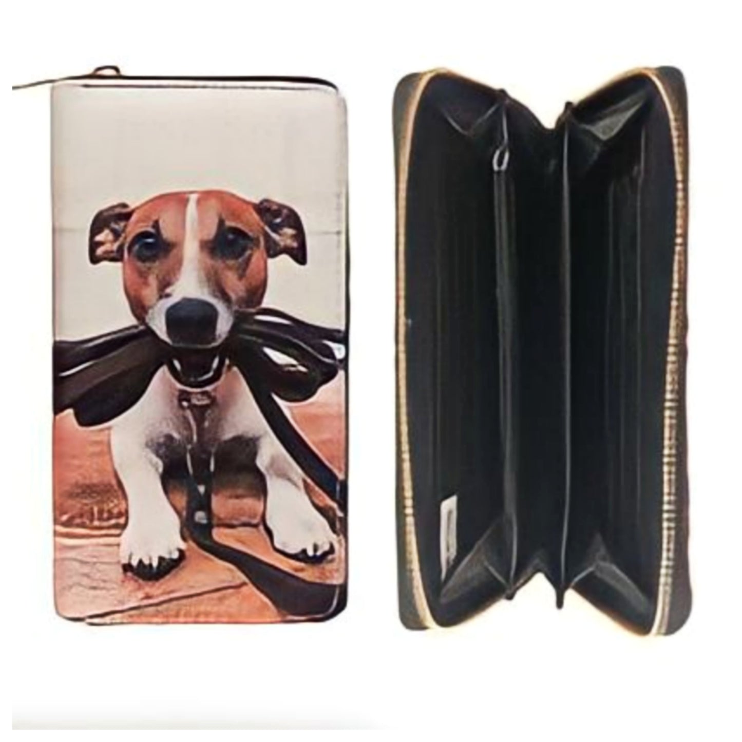 DOGS DIGITAL PRINTED SINGLE METAL ZIPPER WALLET