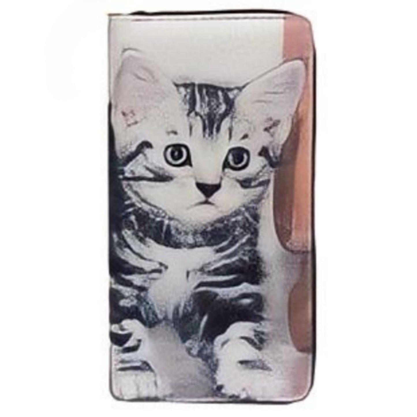 CATS DIGITAL PRINTED SINGLE METAL ZIPPER WALLET