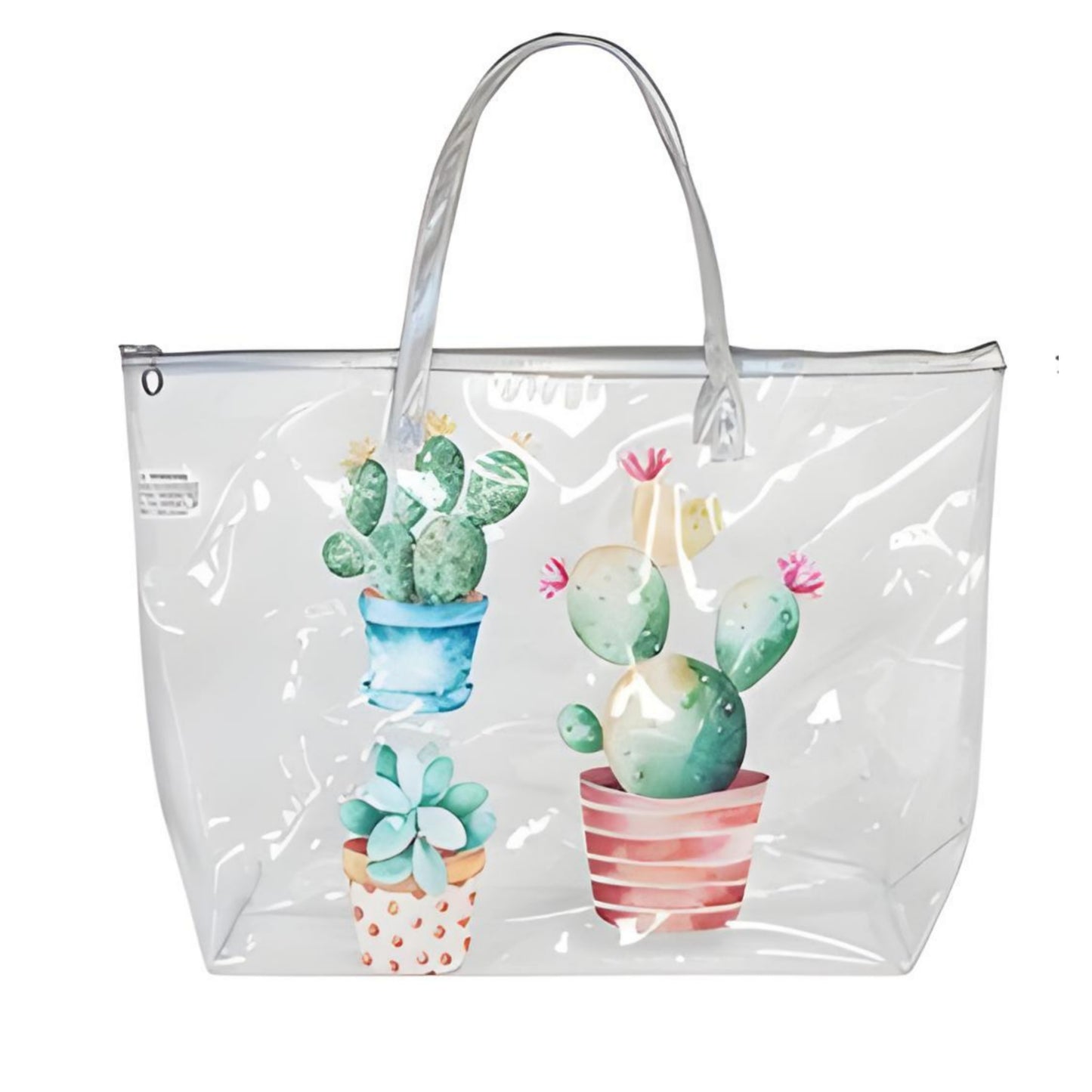 CLEAR PU WITH CUTE PRINTED TOTE BAG