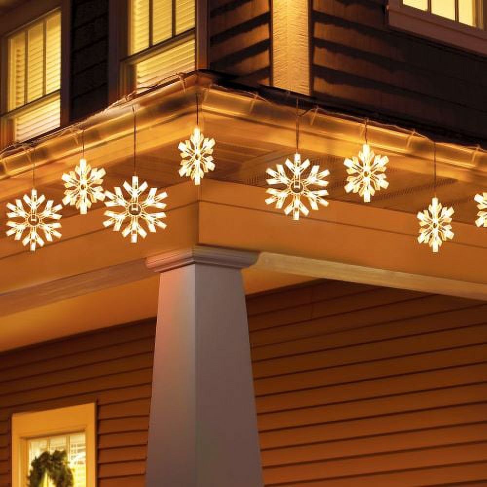 Holiday Time Clear Snowflake Icicle Lights Set, 6 feet with White Wire Indoor and Outdoor Decoration 90 twinkling lights on 6 huge snowflakes LED Christmas Decor