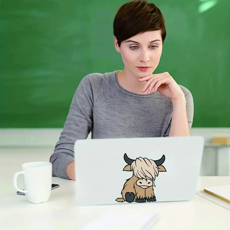 1pc 5 Inch Cute Highland Cow Car Sticker