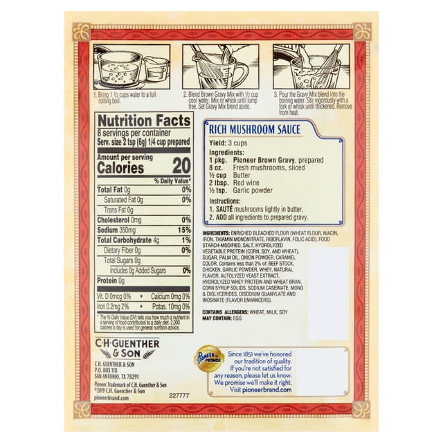 Pioneer Brand Gravy Mix, Brown, 1.61 Oz Packet (Pack of 12)