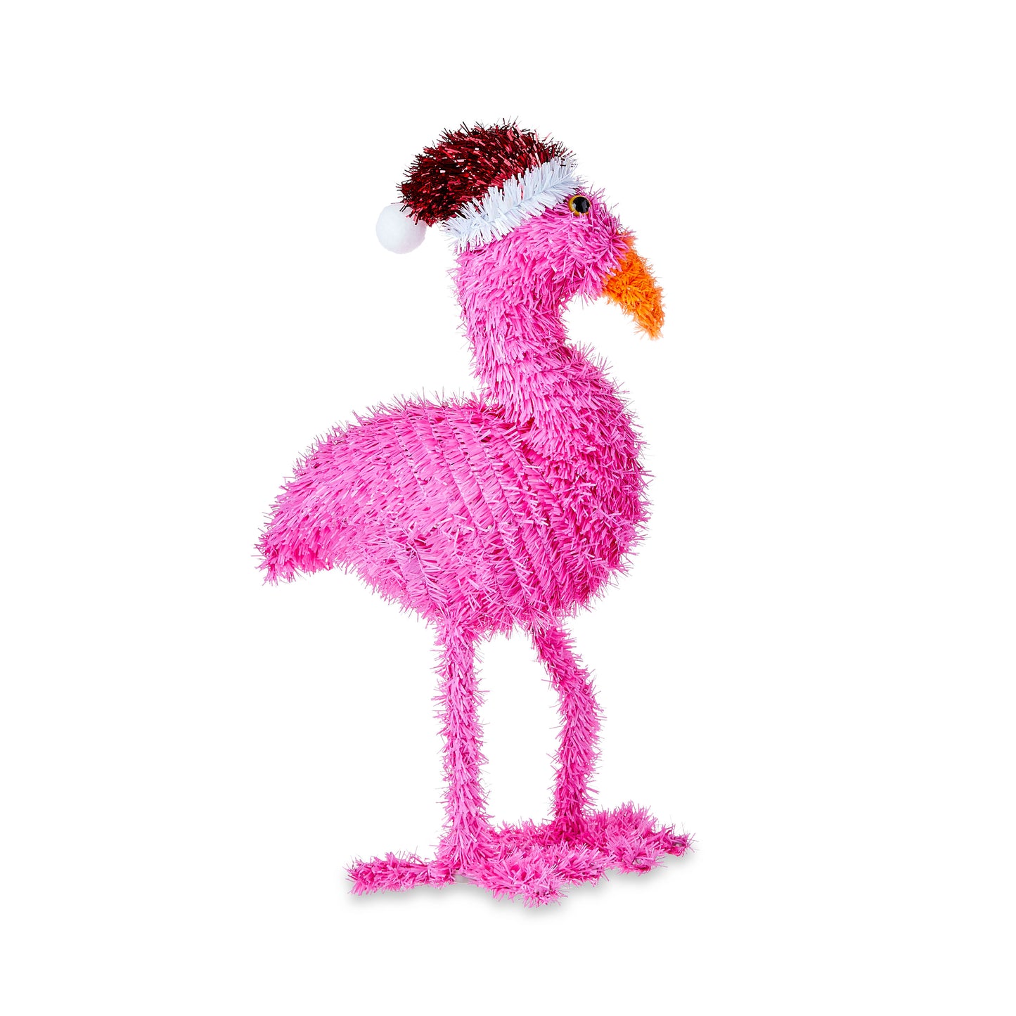 Holiday Time Tinsel Flamingo with Santa Hat – Perfect for Indoor Christmas Decoration, Pink Flamingo Yard Décor, Perfect Gift for Flamingo Enthusiasts - Holiday Decor