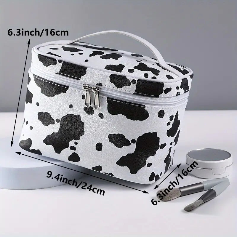Transparent hook bag, Cow Print Portable Cosmetic Bag, Zipper Travel Waterproof Makeups Storage Bag, Durable Stylish Toiletry Bag, Travel Accessories