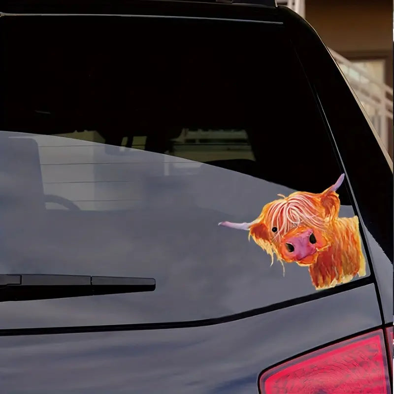 1pc 5 Inch Cute Highland Cattle Cow Car Sticker