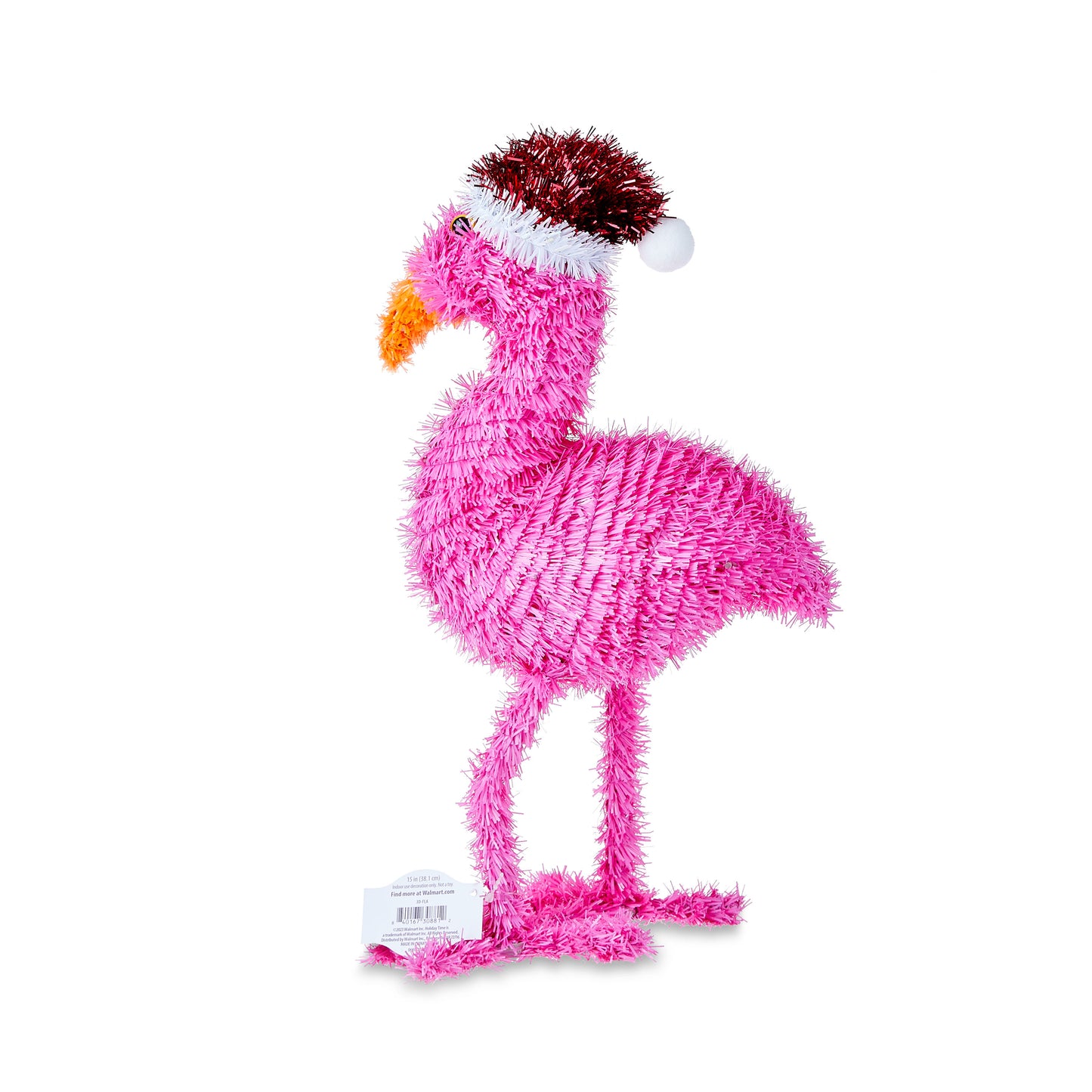 Holiday Time Tinsel Flamingo with Santa Hat – Perfect for Indoor Christmas Decoration, Pink Flamingo Yard Décor, Perfect Gift for Flamingo Enthusiasts - Holiday Decor