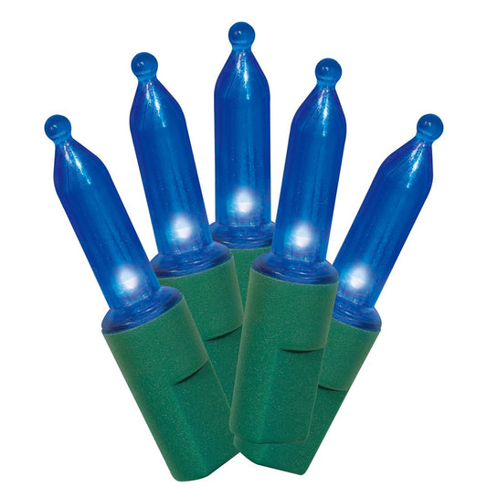 Holiday Time 50 Count Blue Mini LED Lights on Green Wire