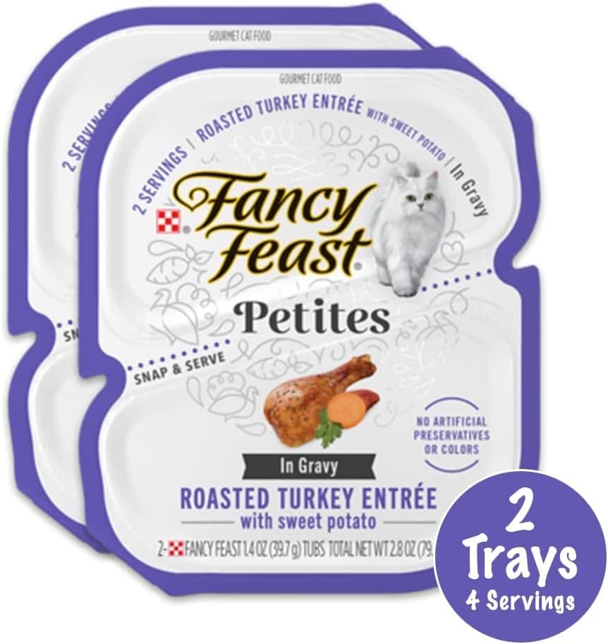 Fancy Feast Petites in Gravy Wet Cat Food Variety 5 Flavor Pack / 20 Servings/Beef, Chicken, Ocean Whitefish & Tuna, Salmon and Turkey