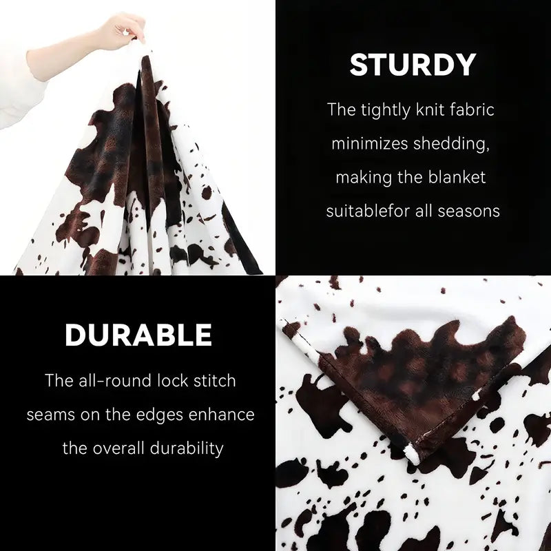 Soft & Warm Cow Print Blanket - Perfect for Bed, Couch, Office, Camping & More!