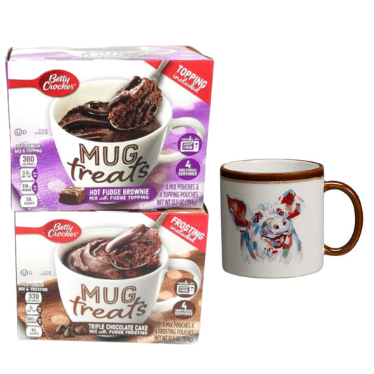 GCOMM Microwaveable Mug Treats Muffin and Cake Mixes with Pig Mug Gift for Pig Lovers - Perfect for Making Quick and Easy Dessert for yourself and your loved ones - Pack of 2
