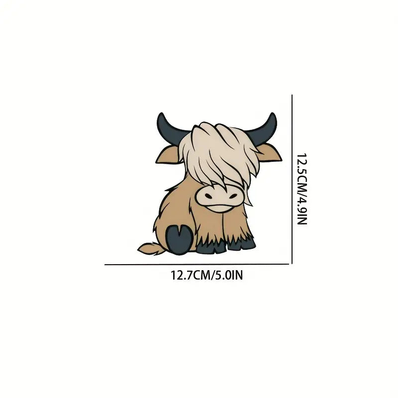 1pc 5 Inch Cute Highland Cow Car Sticker