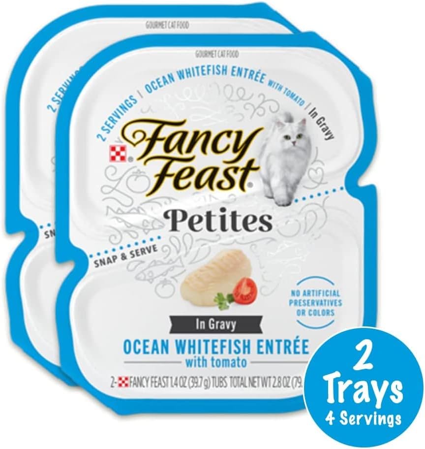 Fancy Feast Petites in Gravy Wet Cat Food Variety 5 Flavor Pack / 20 Servings/Beef, Chicken, Ocean Whitefish & Tuna, Salmon and Turkey