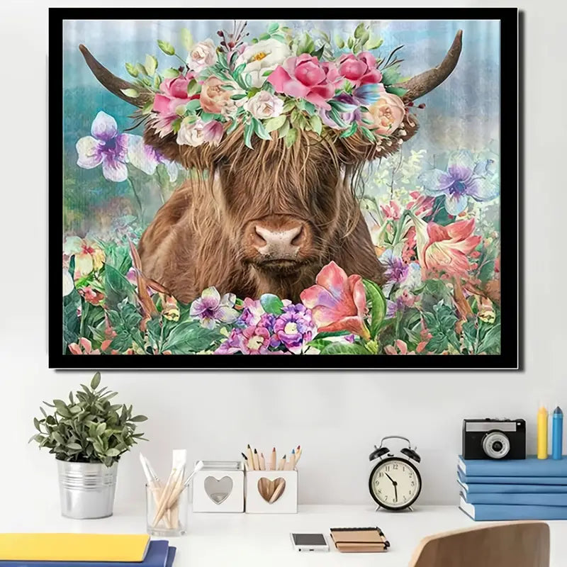 Gem Art Painting with Diamonds Dots Home Wall Décor Cow