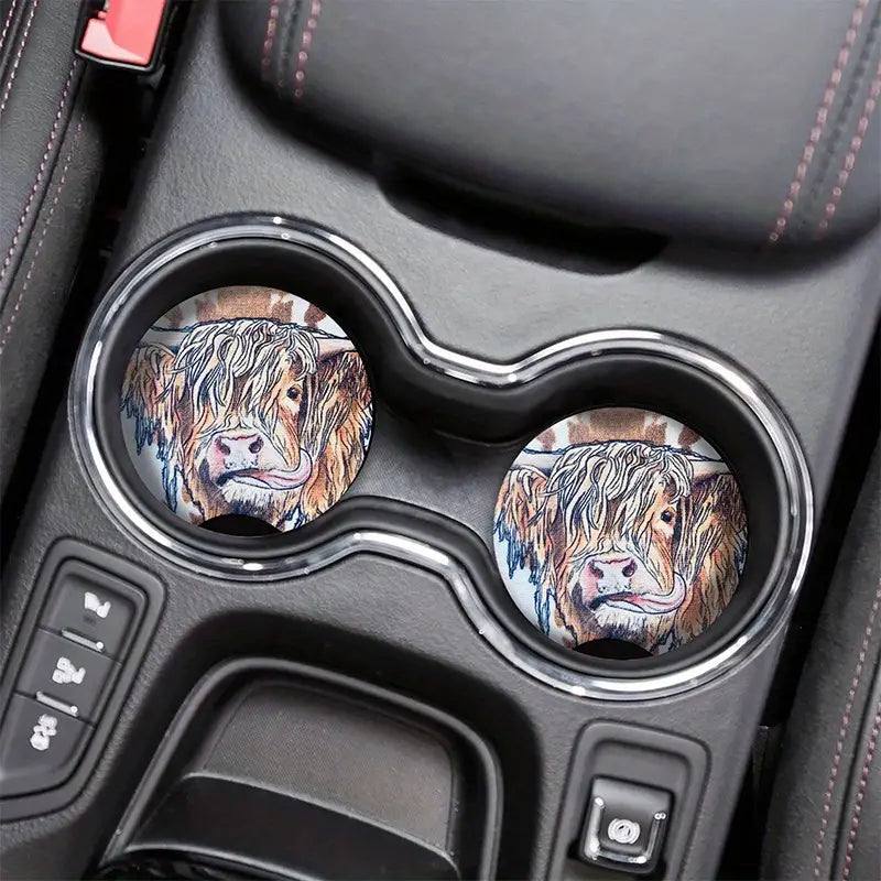 Unique Cow Pattern Car Cup Coasters: Creative Cup Holder Inserts to Enhance Your Vehicle's Interior
