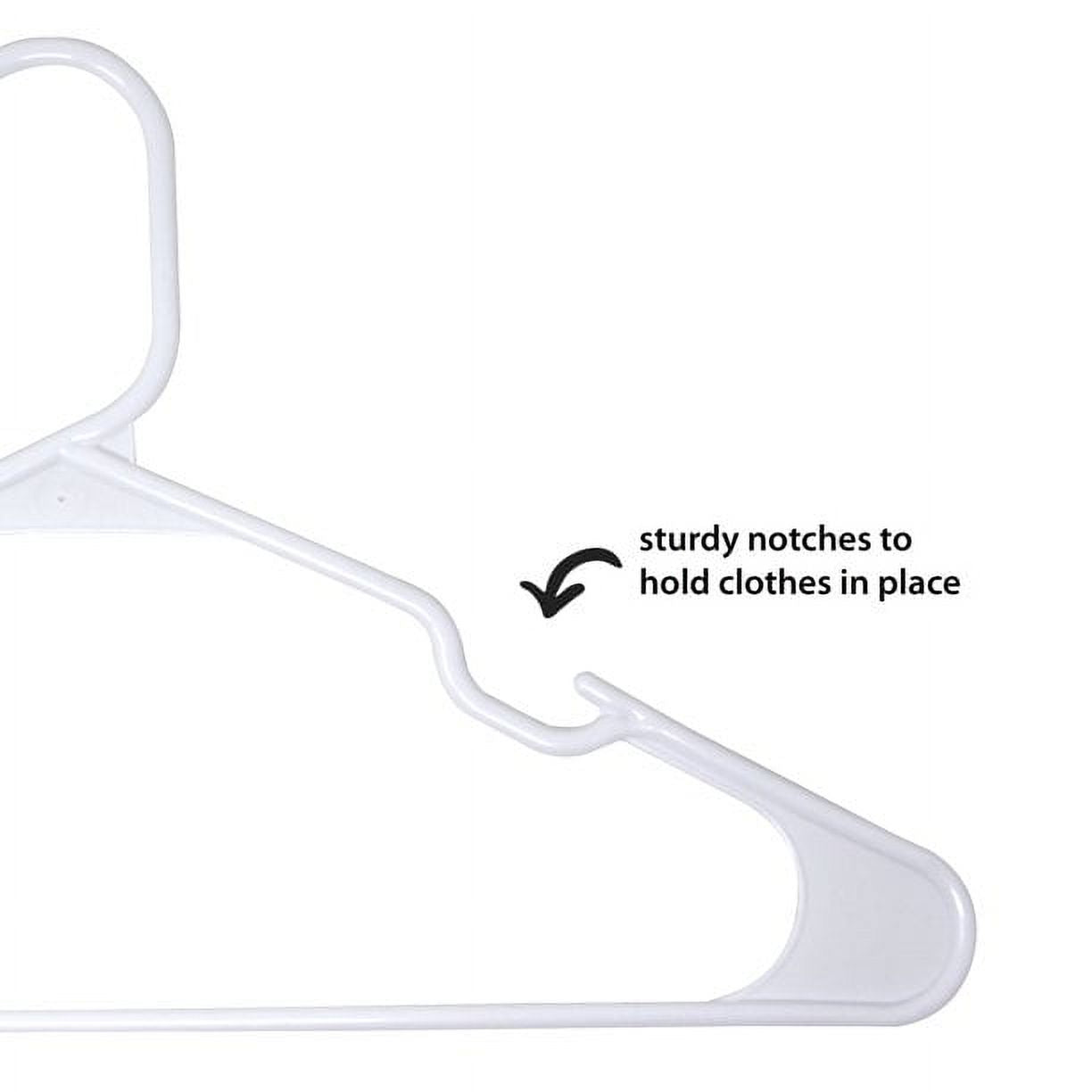 Lot 100 Mainstays Plastic Tubular Slotted White Adult Clothing Clothes Hangers