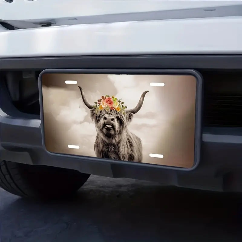 Highland Cow Decorative License Plate