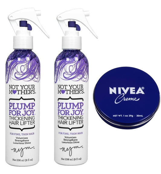 Not Your Mother's 2 Pack Plump For Joy Thickening Hair Lifter 8 Oz. Bundle with Travel Size Body Cream 1 Oz.