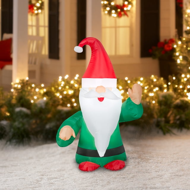 Holiday Time Christmas Gnome Inflatable 4 Foot Tall Decoration (119367)