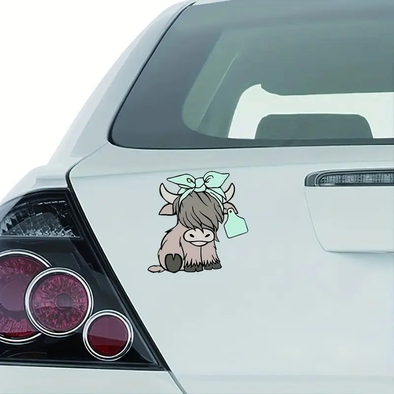 1pc 5 Inch Cute Highland Cow Car Sticker