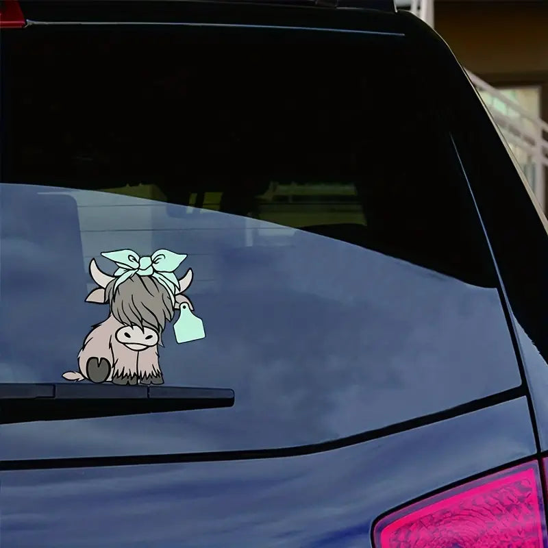 1pc 5 Inch Cute Highland Cow Car Sticker